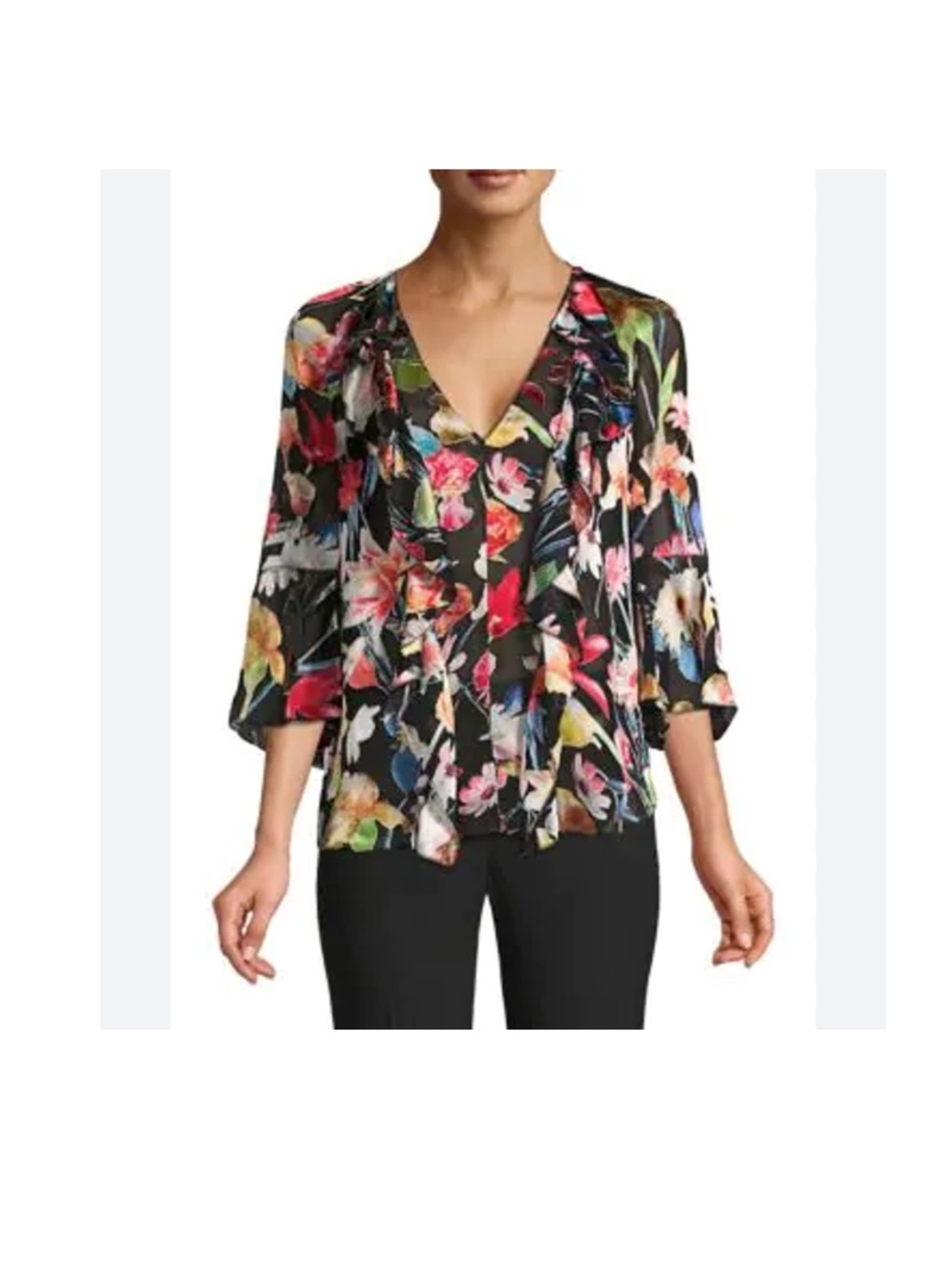 Elie Tahari silk blend faith floral blouse